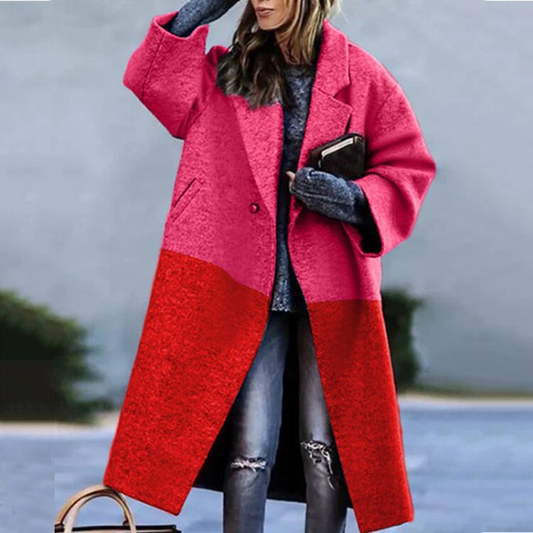 Manteau en laine pour femme intemporel avec col revers et fermeture à boutons | Idéal pour l'automne/hiver
